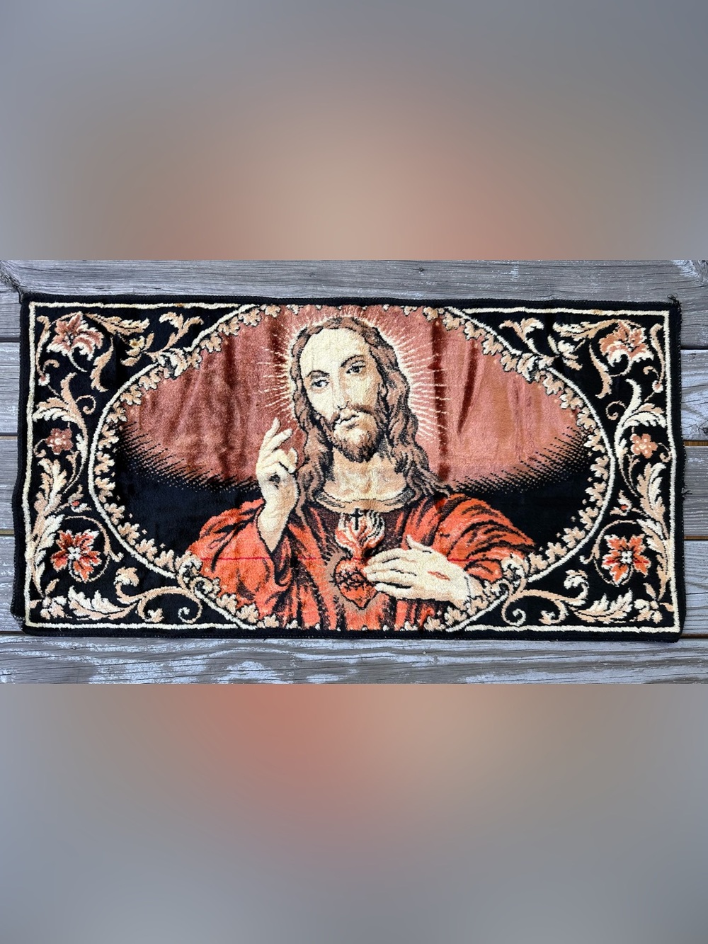 1970s Velvet Jesus Tapestry
